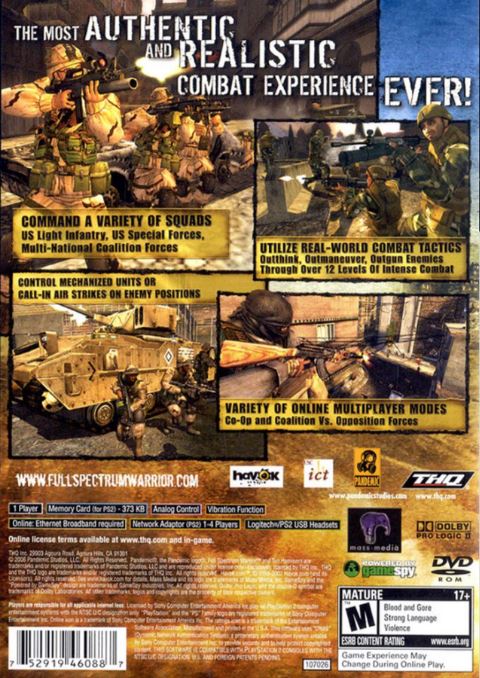 Full Spectrum Warrior Ten Hammers Playstation 2
