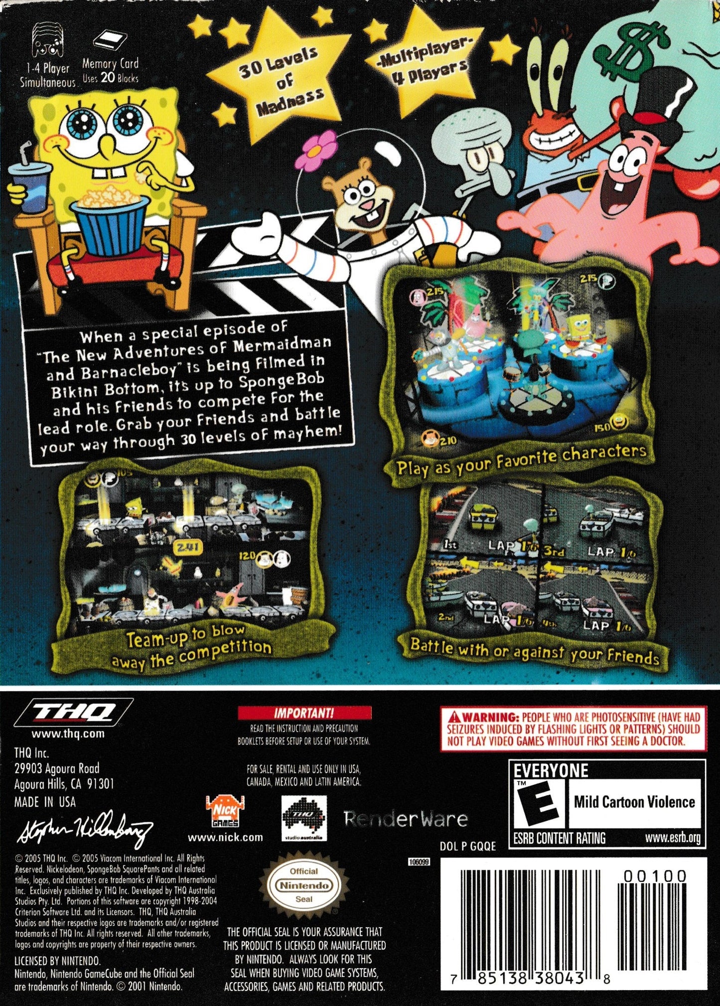 SpongeBob SquarePants Lights Camera Pants Gamecube