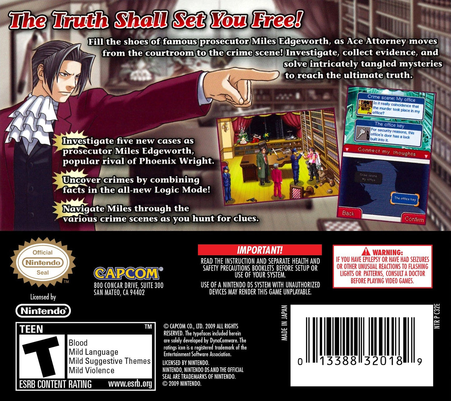 Ace Attorney Investigations: Miles Edgeworth Nintendo DS