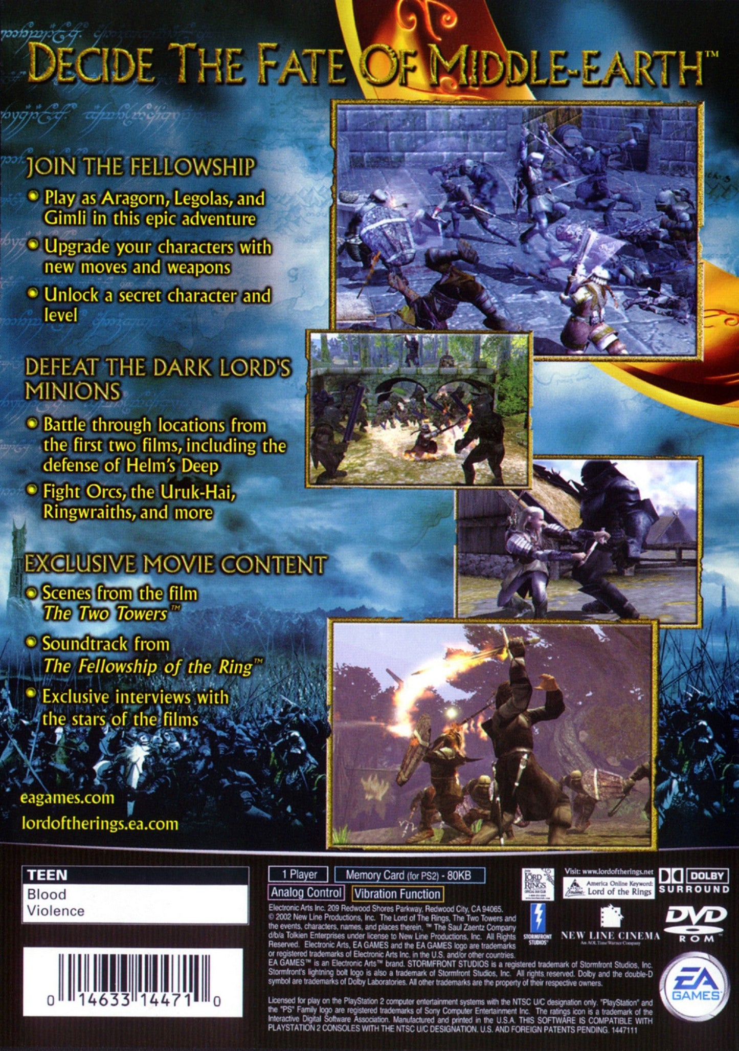 Lord Of The Rings Two Towers Playstation 2