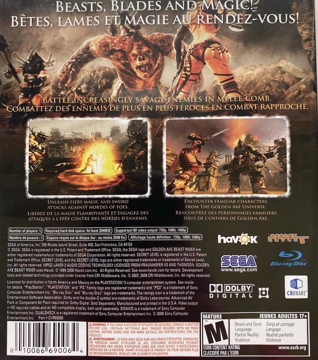 Golden Axe Beast Rider Playstation 3