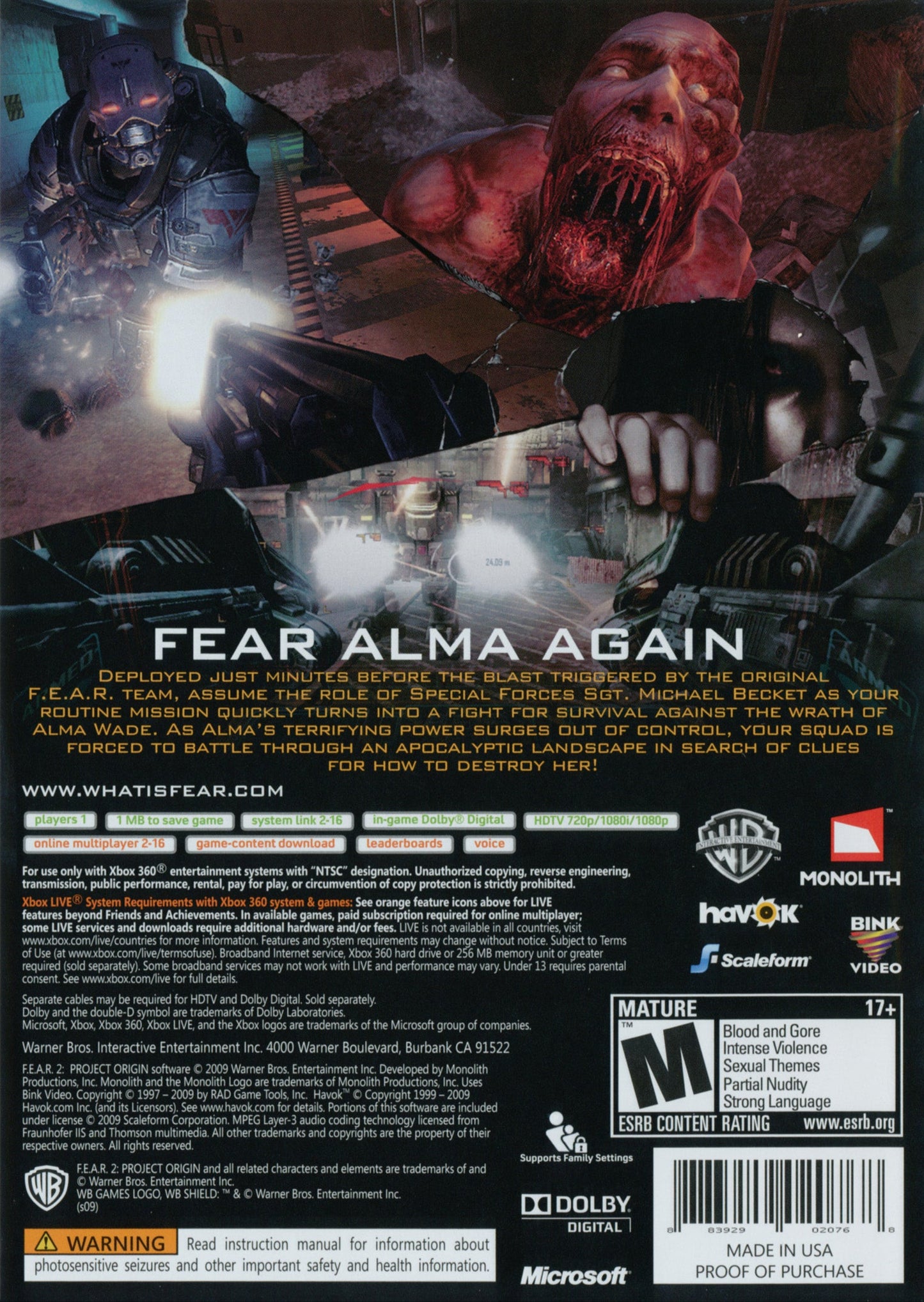 FEAR 2 Project Origin Xbox 360