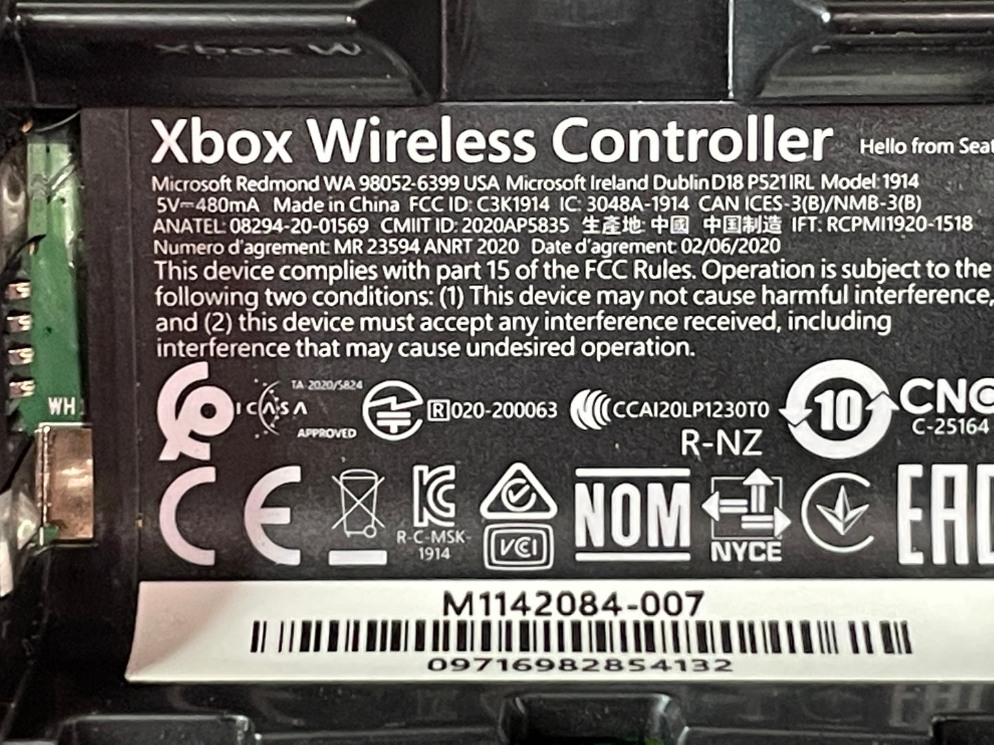 Black Microsoft Series S/X Wireless Controller (Model: 1914) Xbox One