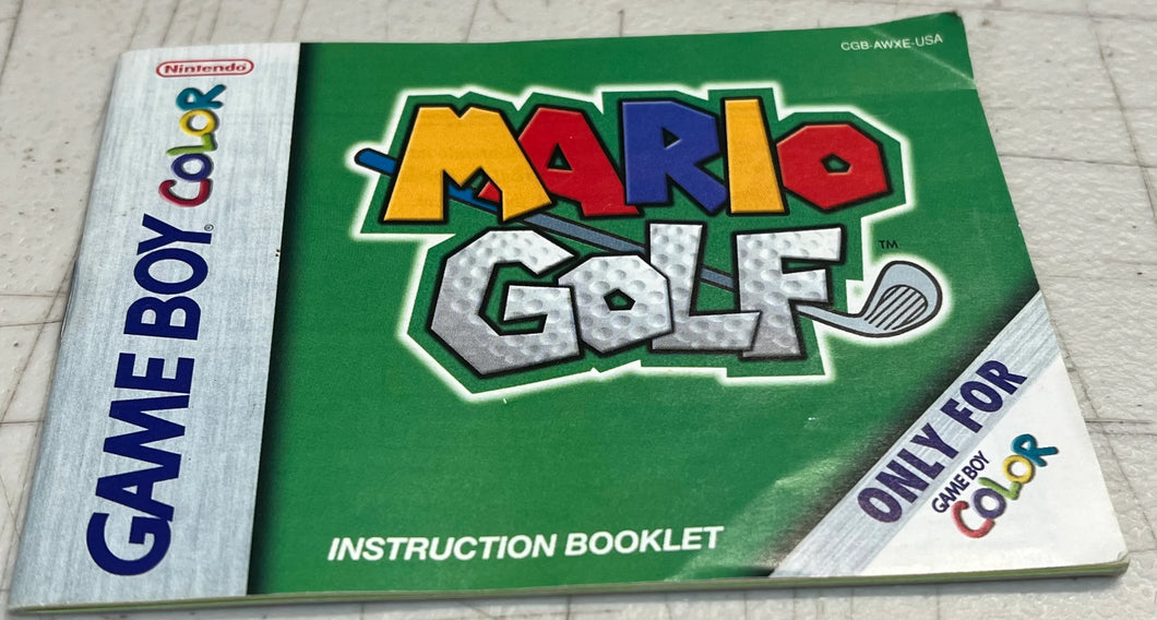 Mario Golf GameBoy Color Manual