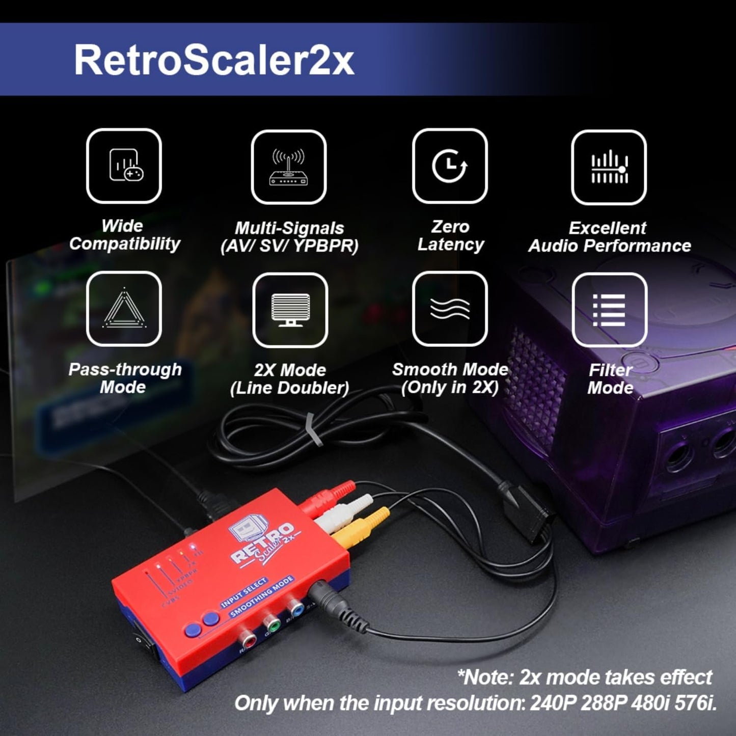 RetroScaler2x AV/SV/YPBPR to HDMI Converter