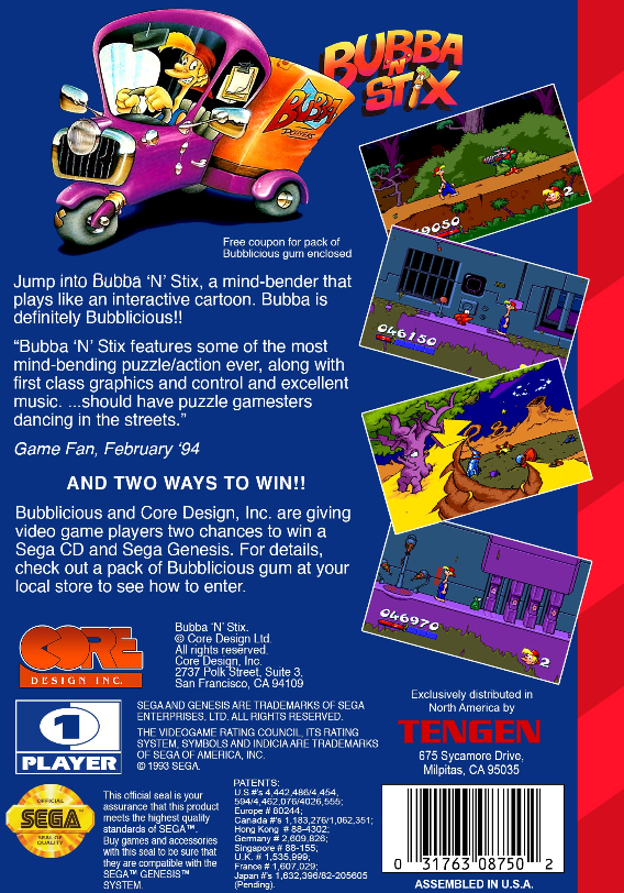 Bubba 'N' Stix Sega Genesis