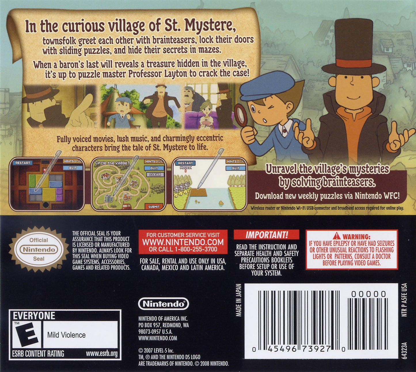 Professor Layton And The Curious Village Nintendo DS
