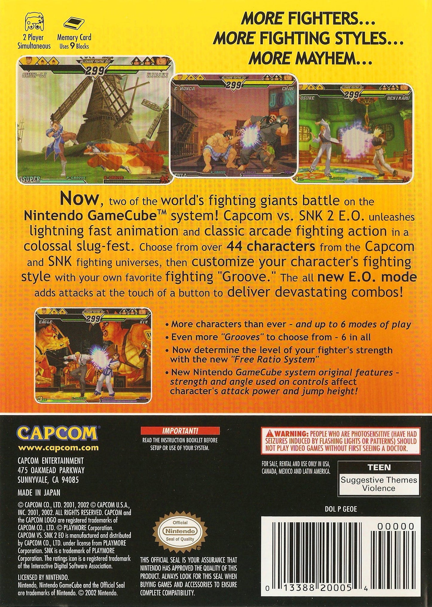 Capcom Vs SNK 2 EO Gamecube