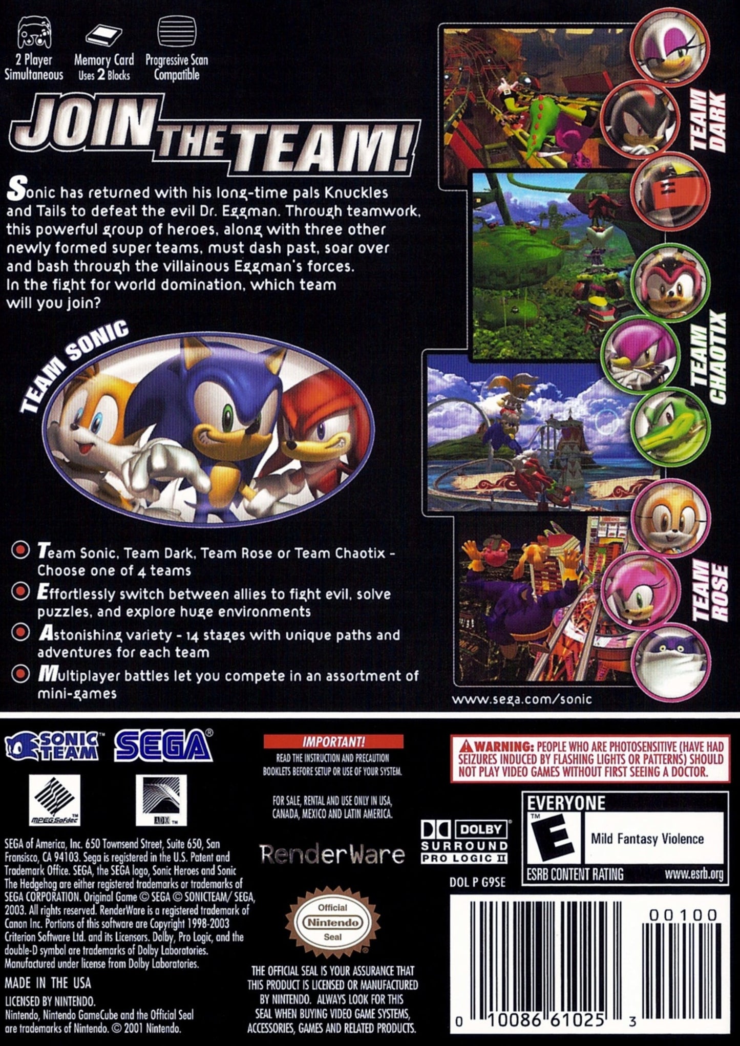 Sonic Heroes Gamecube