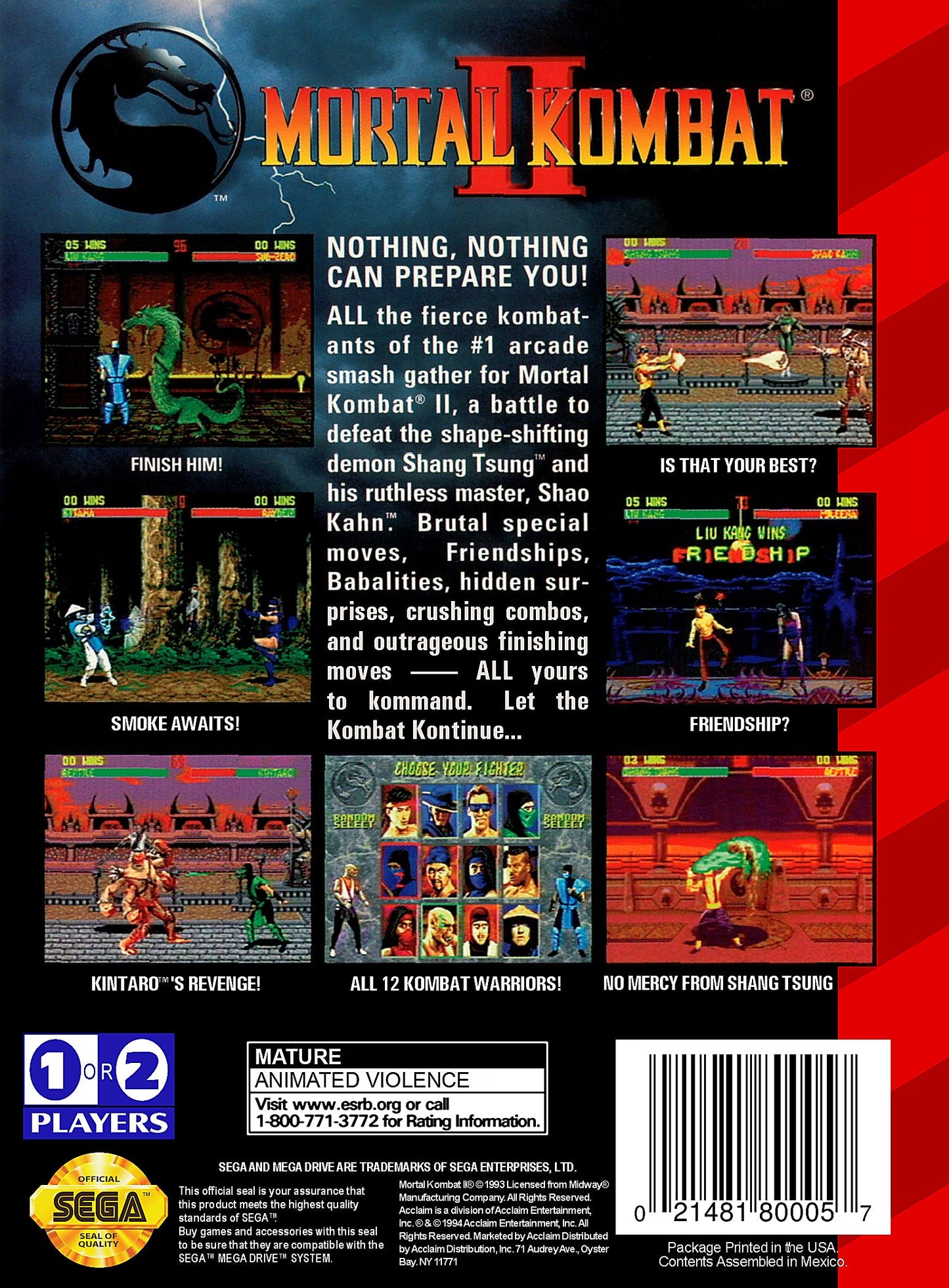 Mortal Kombat II Sega Genesis