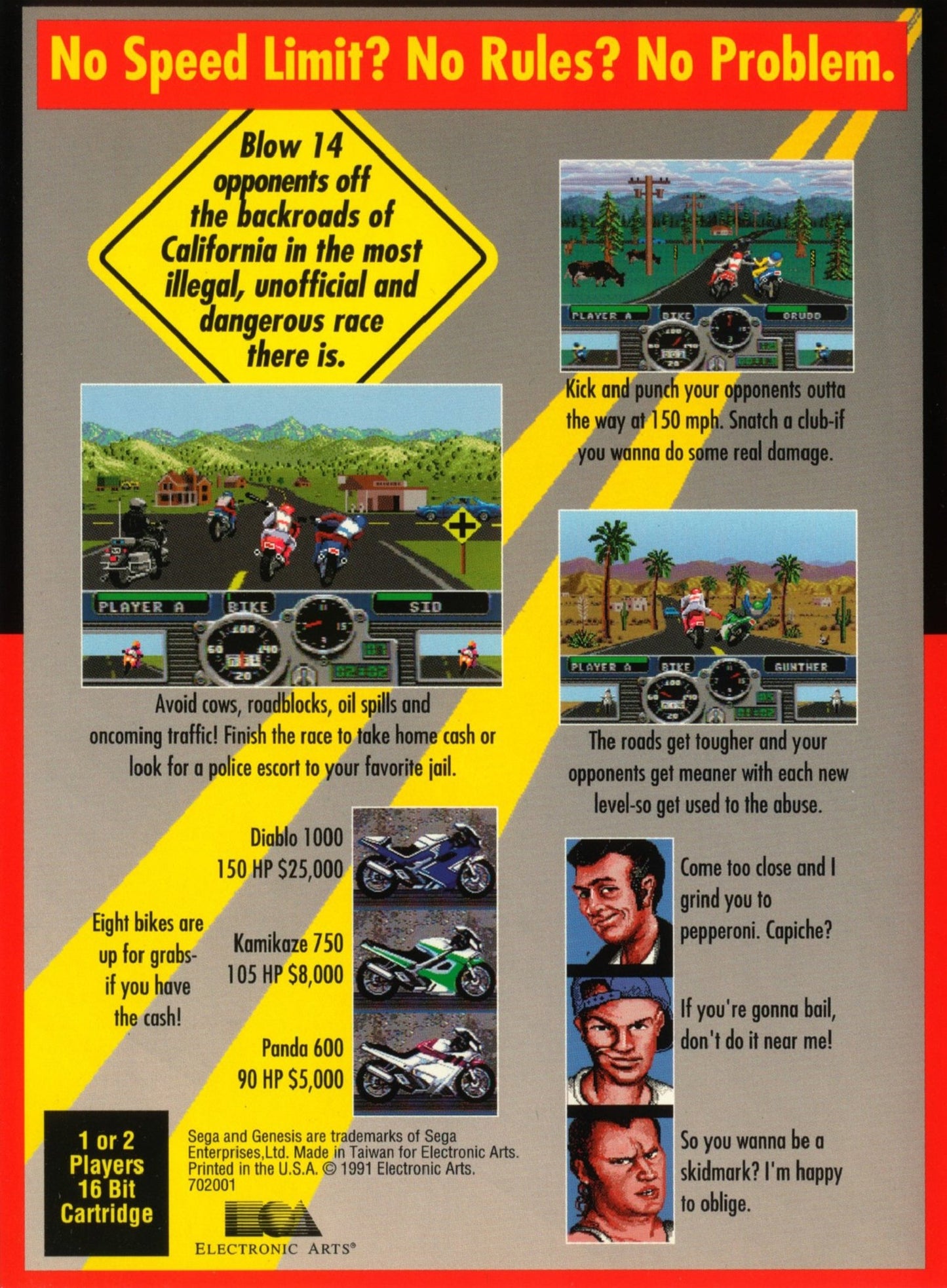 Road Rash Sega Genesis