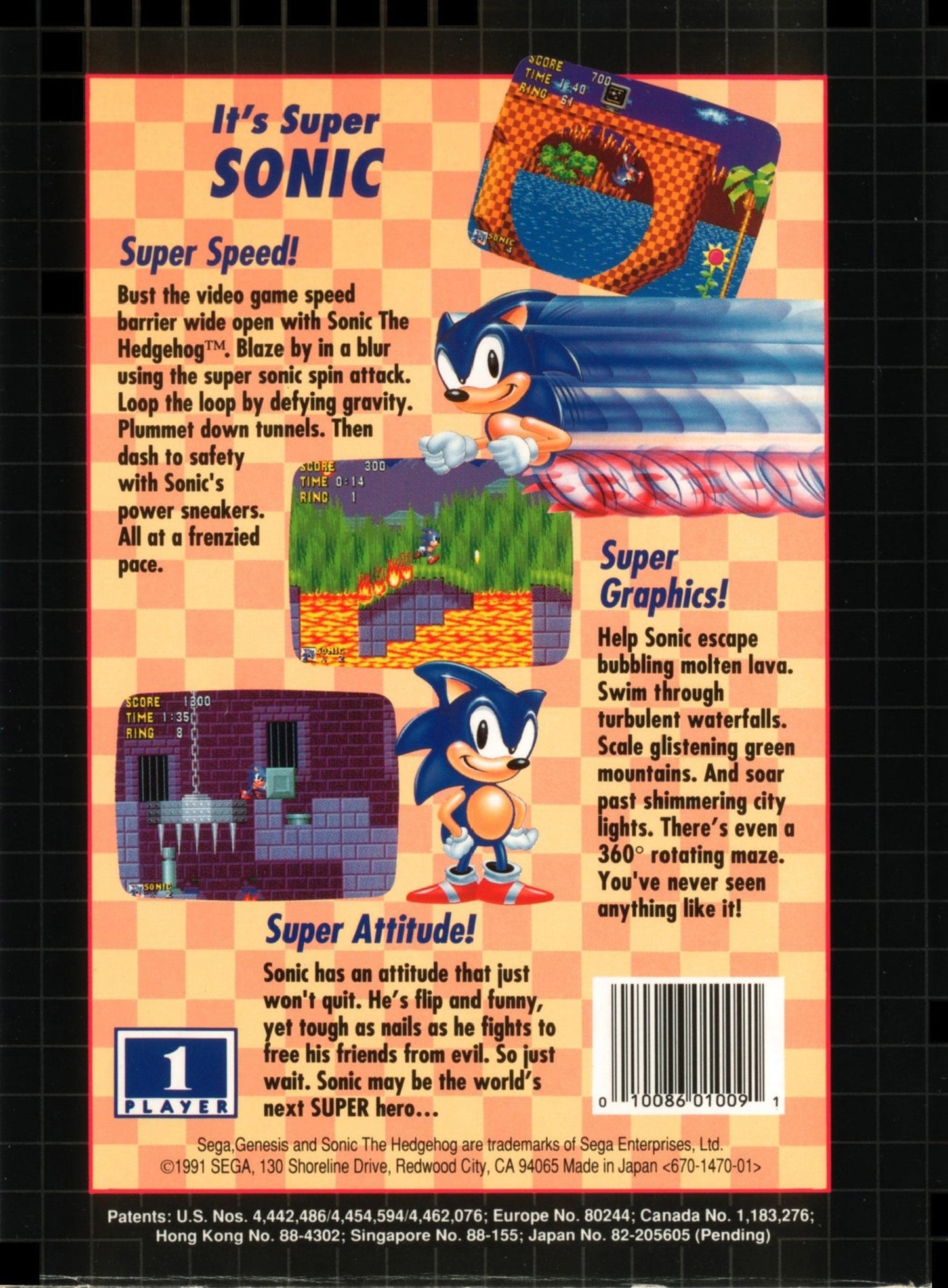 Sonic The Hedgehog [Not For Resale] Sega Genesis