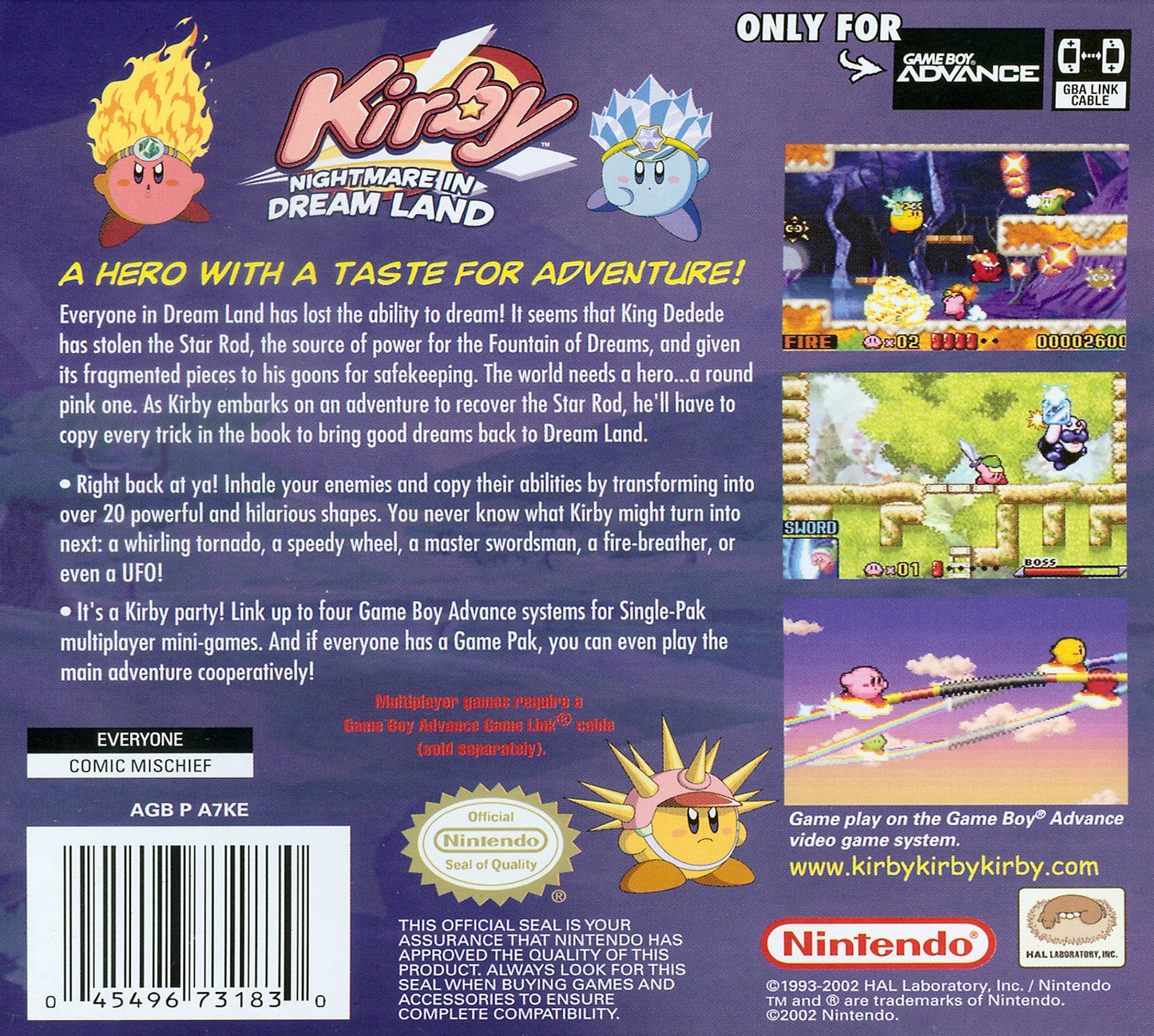 Kirby Nightmare in Dreamland GameBoy Advance