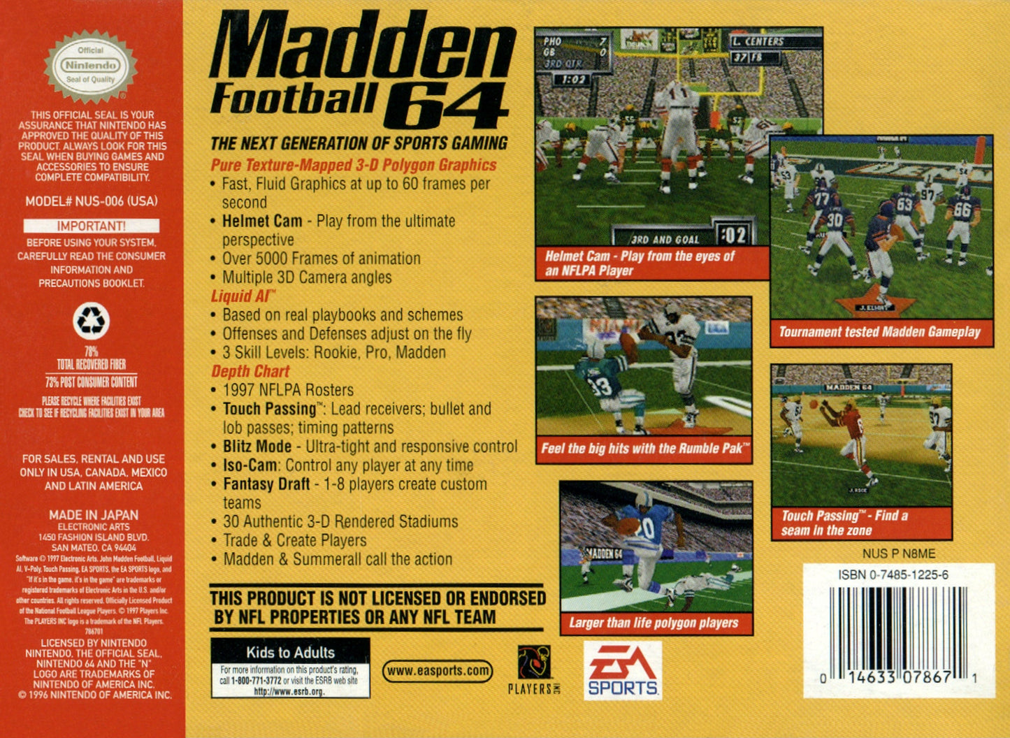 Madden Football 64 Nintendo 64