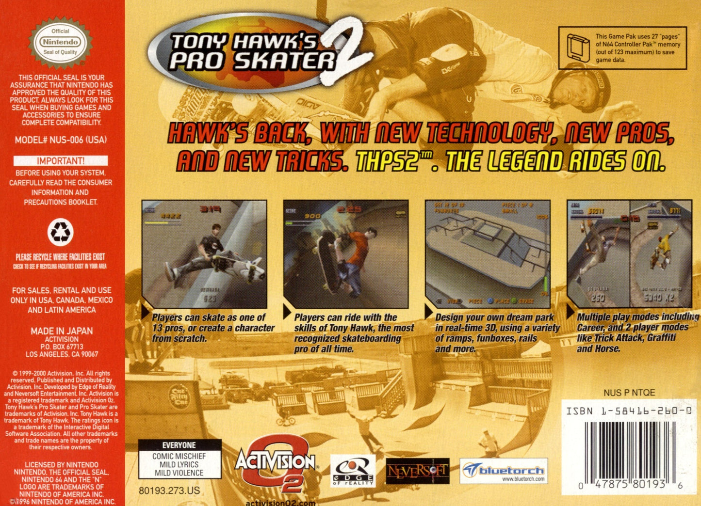 Tony Hawk 2 Nintendo 64