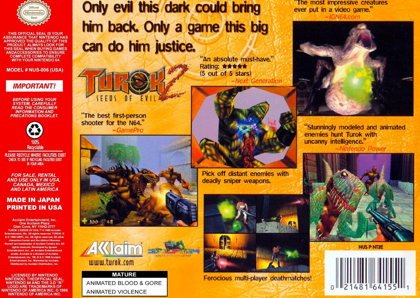 Turok 2 Seeds Of Evil Nintendo 64