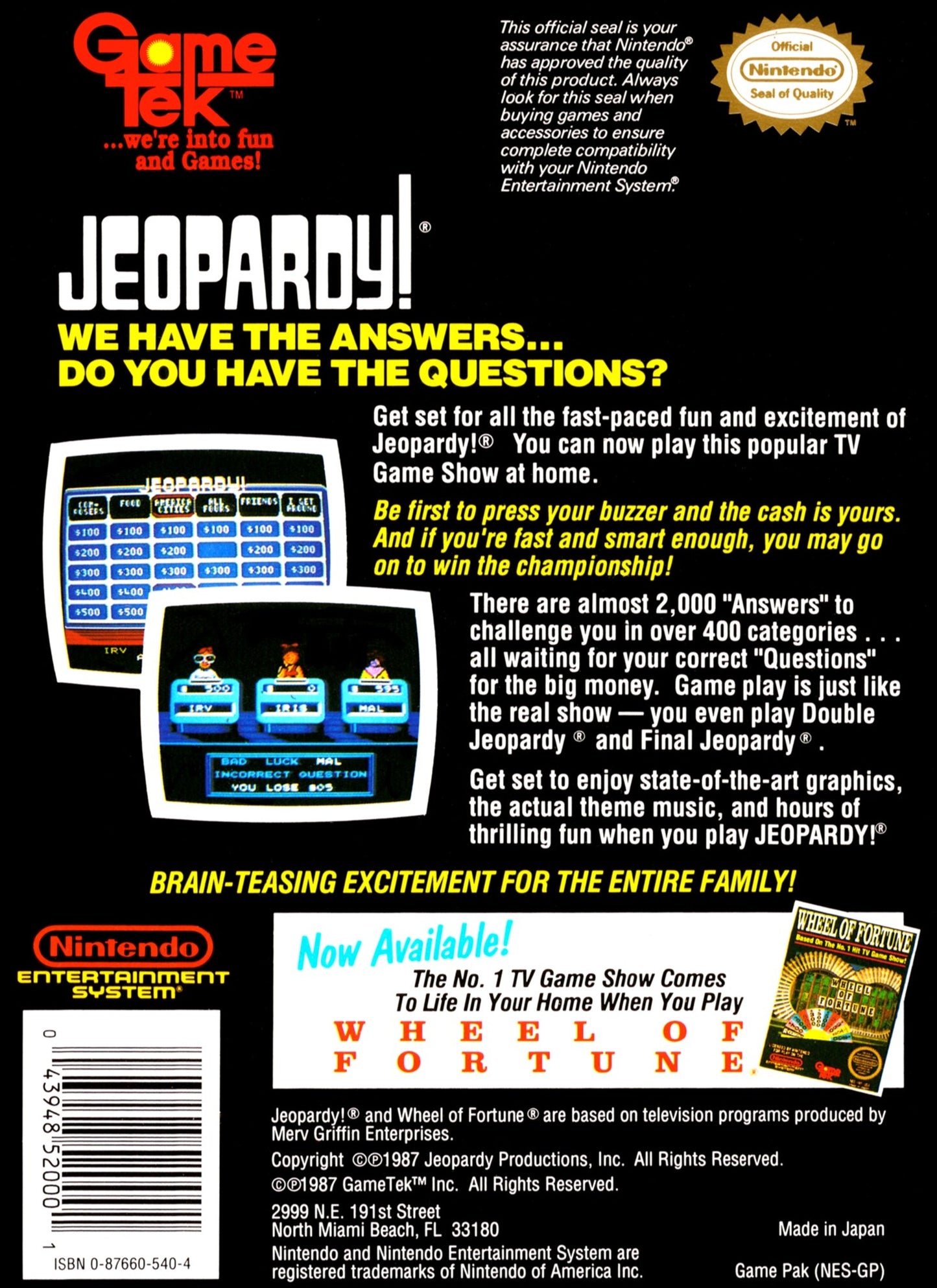 Jeopardy NES