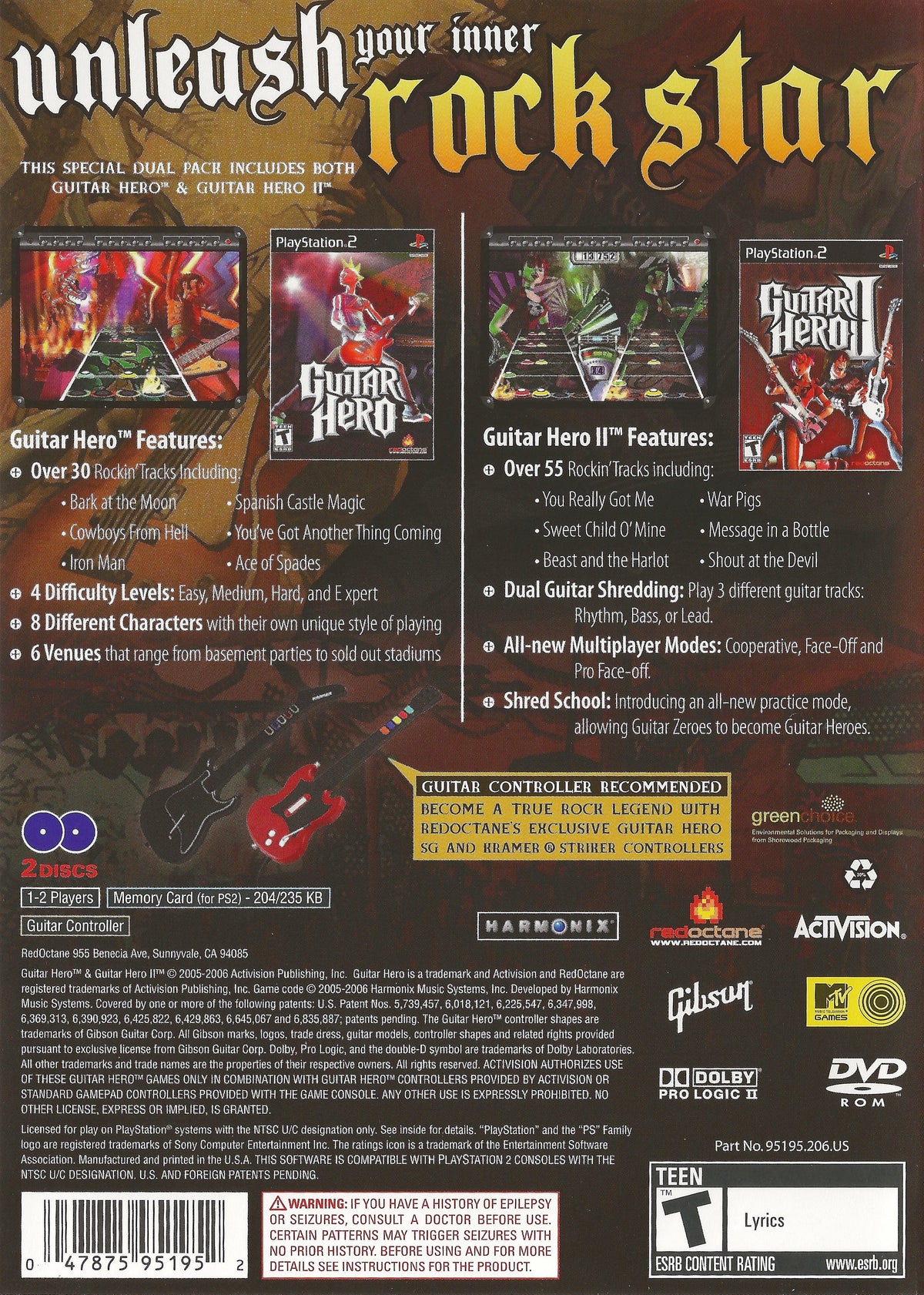 Guitar Hero & Guitar Hero 2 Dual Pack Playstation 2