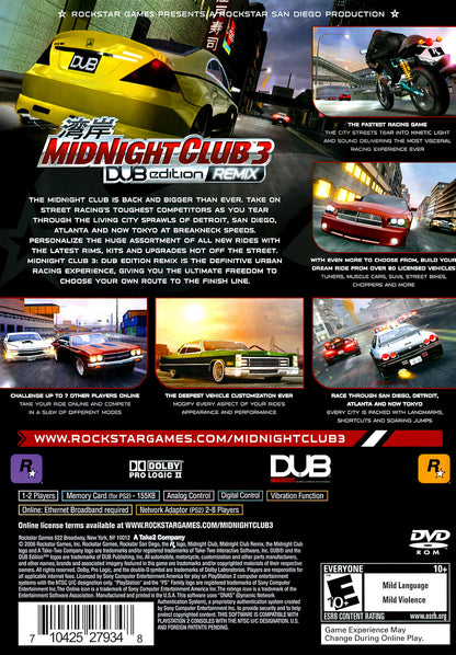 Midnight Club 3 Dub Edition Remix Playstation 2