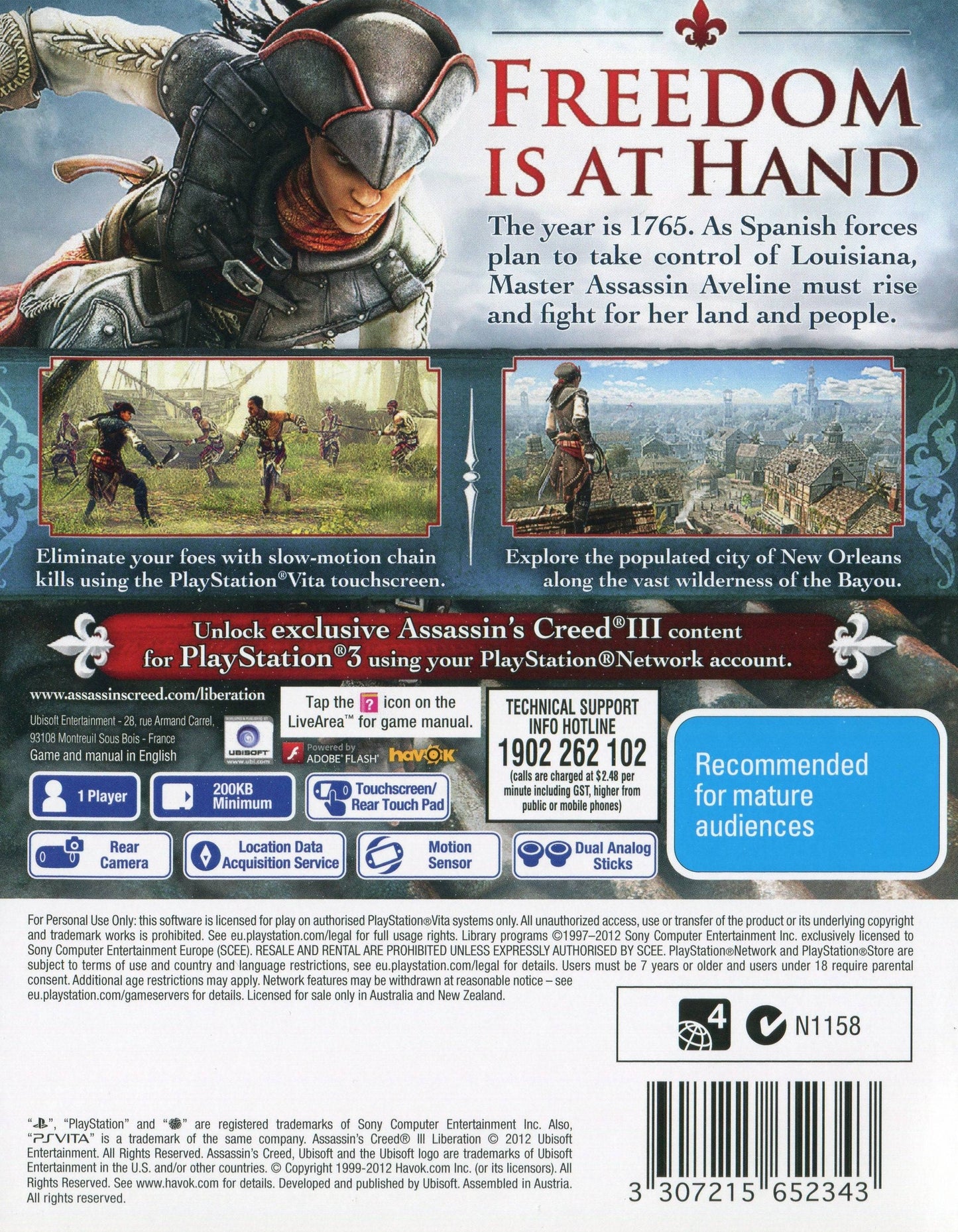 Assassin's Creed III: Liberation Playstation Vita