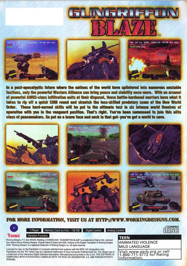 Gungriffon Blaze Playstation 2