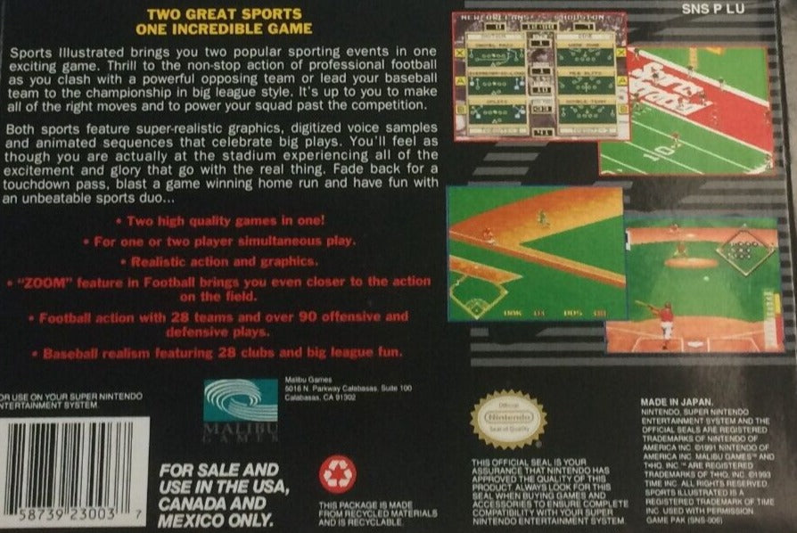 Sports Illustrated Championship Football & Baseball Super Nintendo