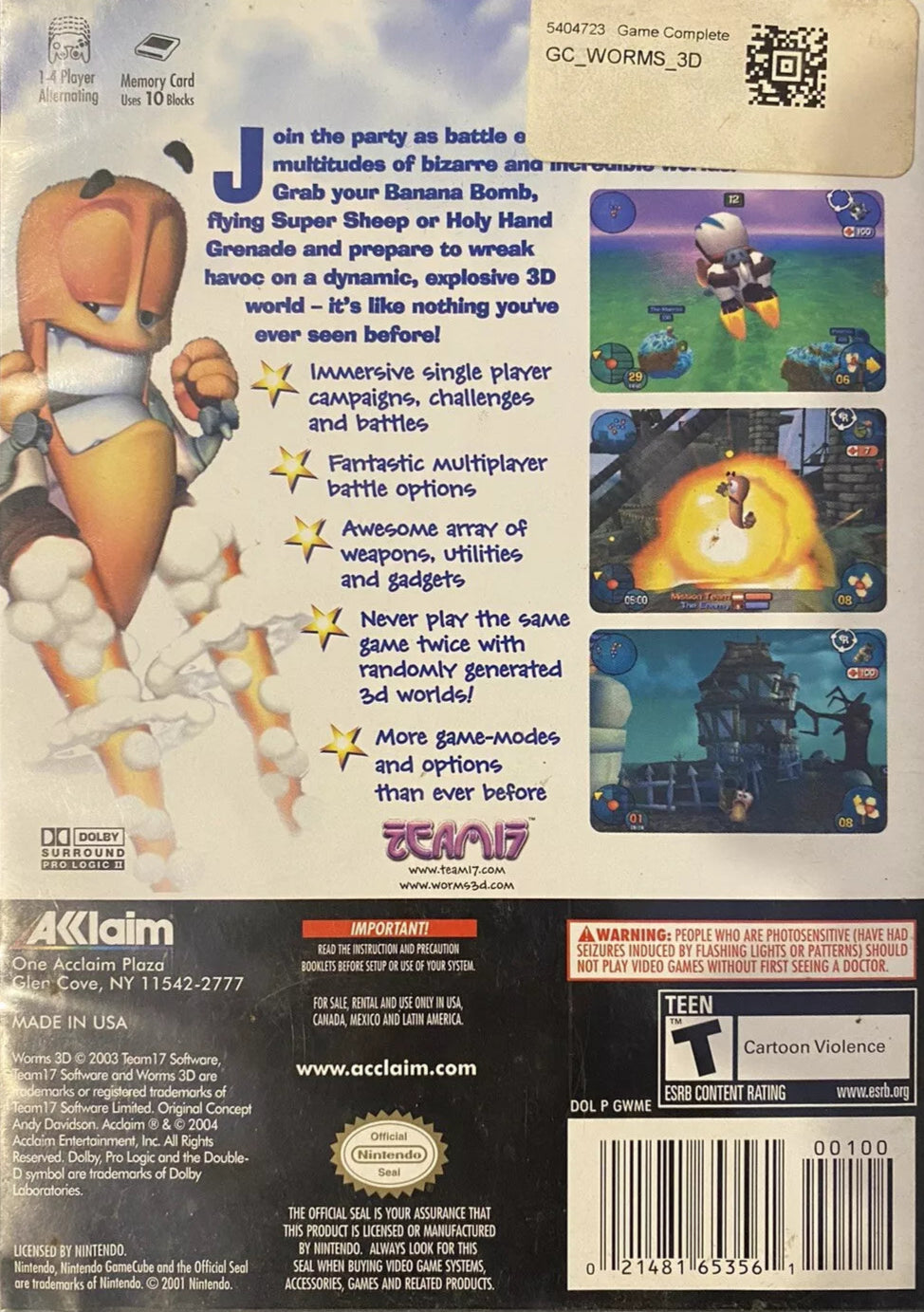 Worms 3D Gamecube