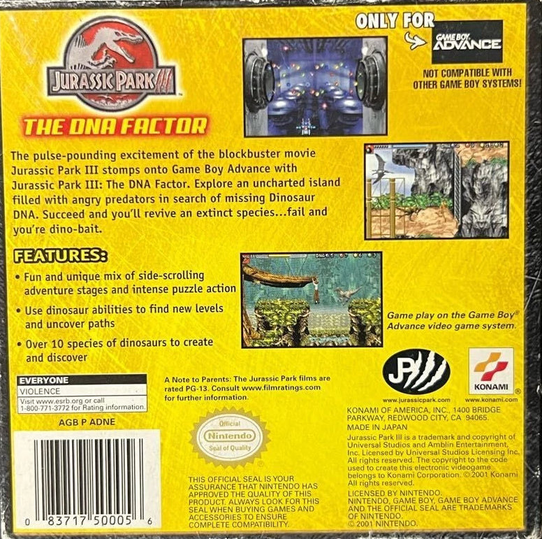 Jurassic Park III DNA Factor GameBoy Advance