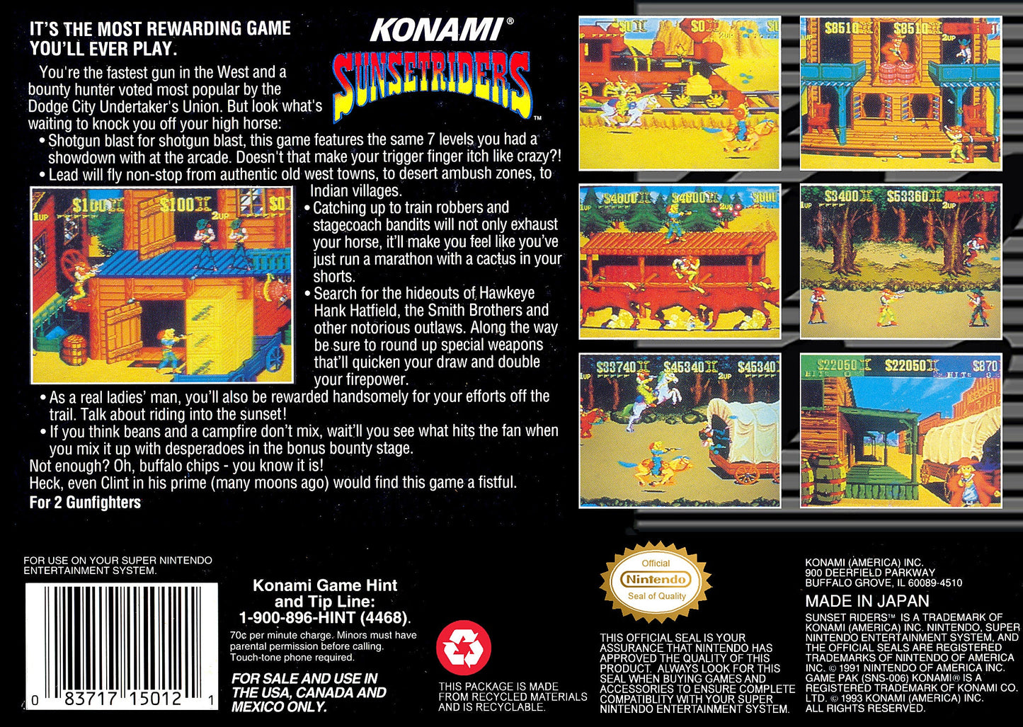 Sunset Riders Super Nintendo