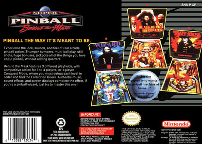 Super Pinball Behind the Mask Super Nintendo