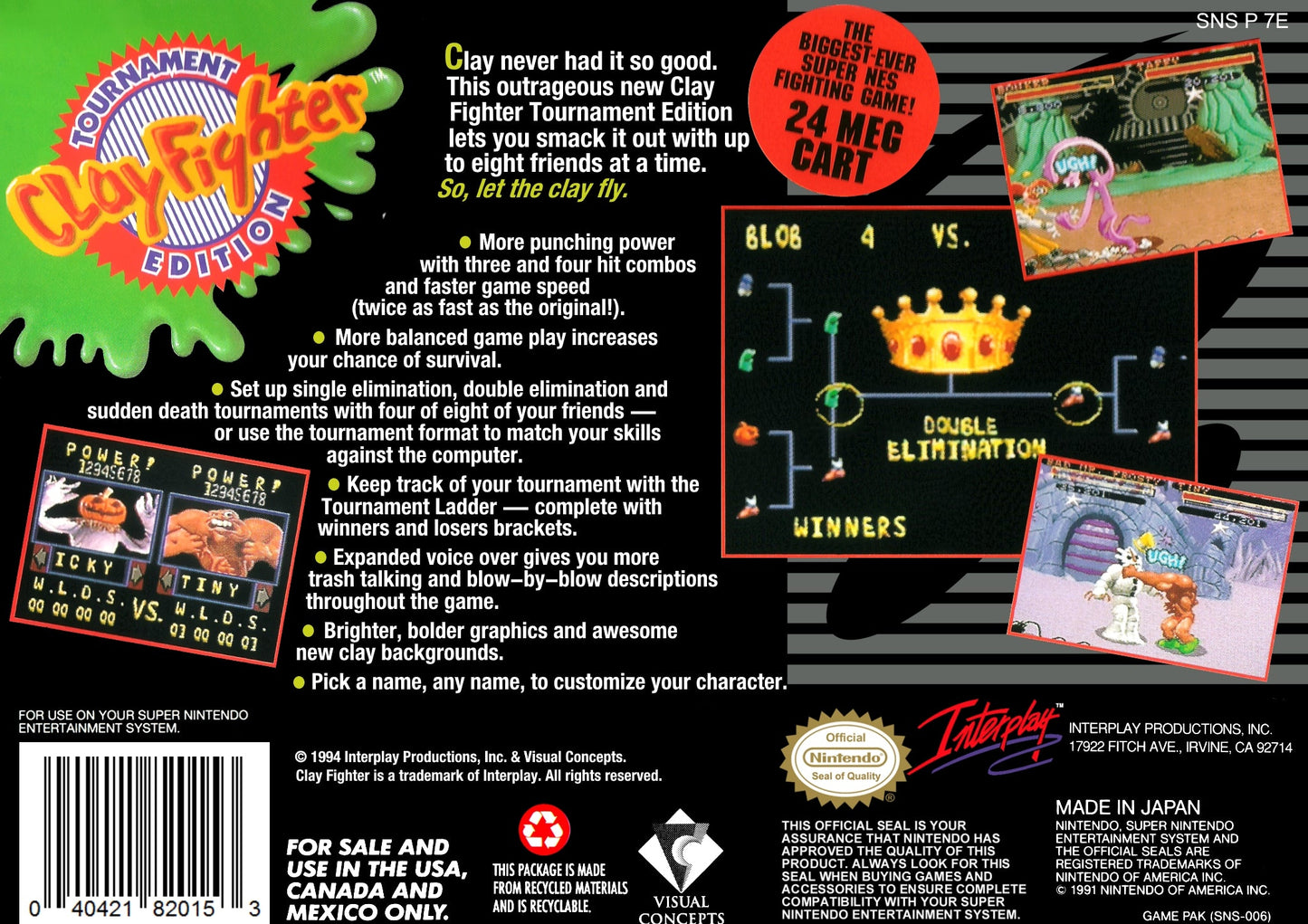 Clay Fighter Tournament Edition Super Nintendo