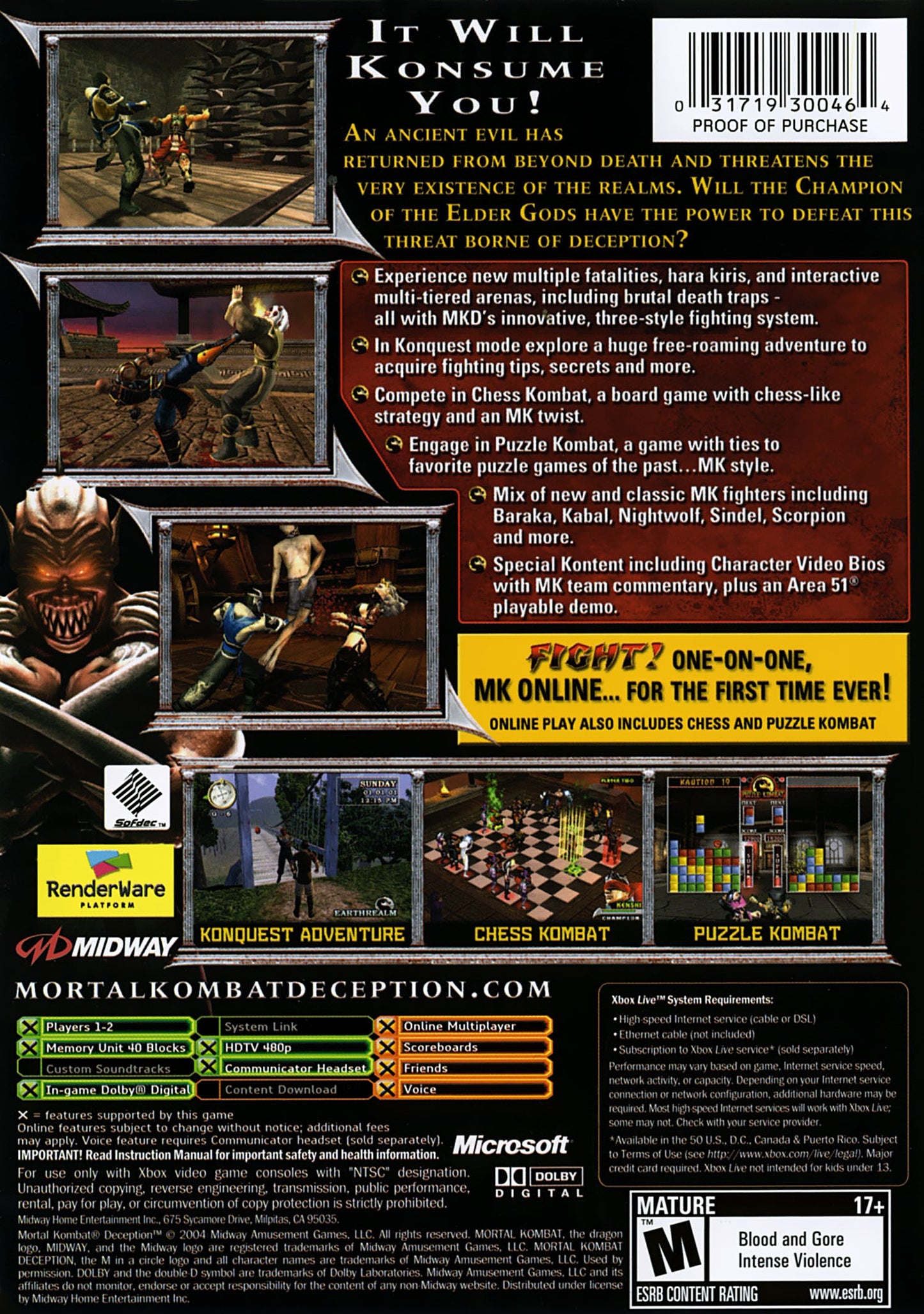 Mortal Kombat Deception Xbox