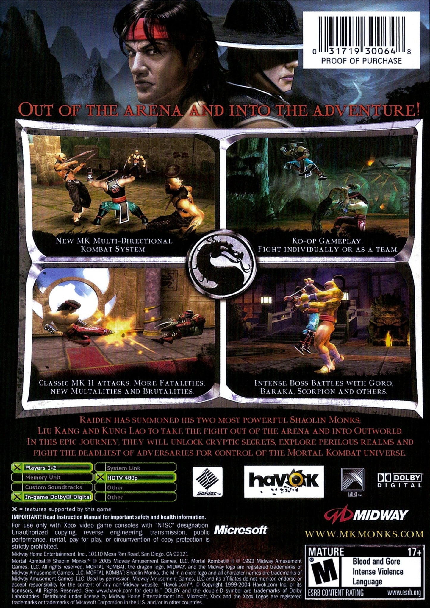 Mortal Kombat Shaolin Monks Xbox